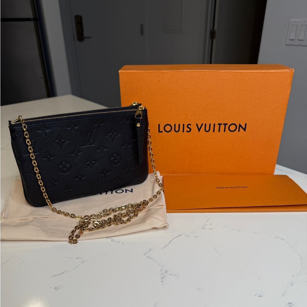 Louis Vuitton Double Zip Pochette in Black Empriente Monogram